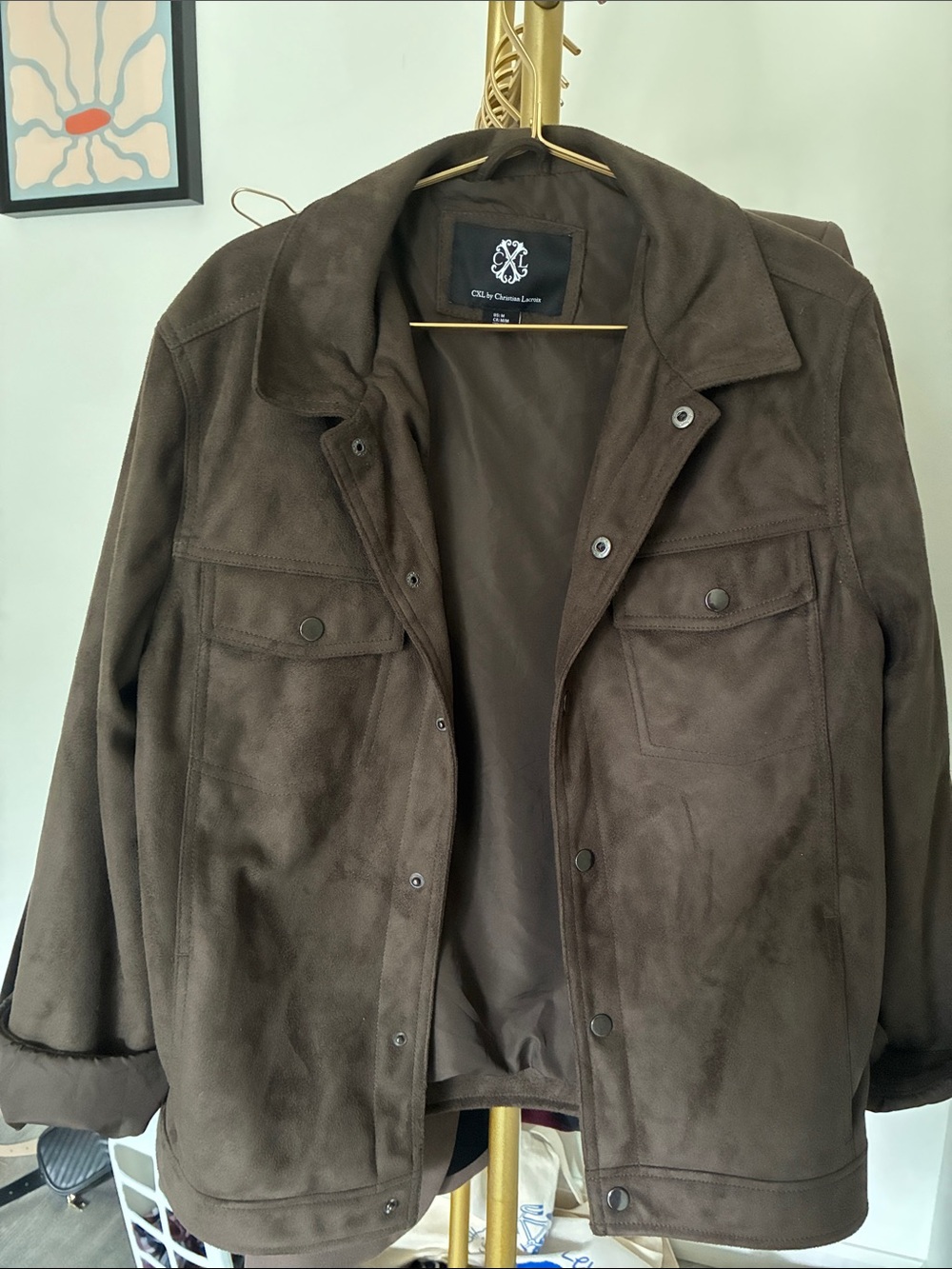 Christian Lacroix Dark Brown Suede-Effect Men's Shirt Jacket